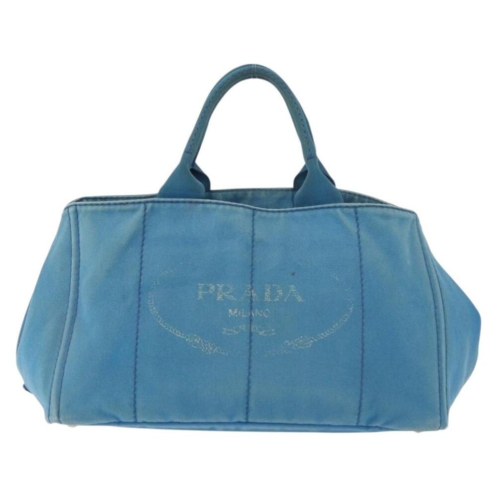 Prada Canvas Canapa MM Handbag Light Blue